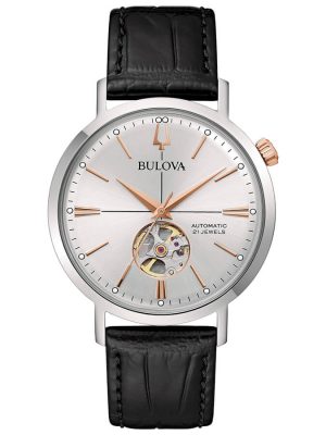 Orologio Bulova Automatico solo tempo cinturino pelle Movimento a vista 98A289