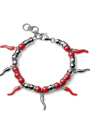 Maria Cristina Sterling Bracciale Encanto donna in Argento 925 e corallo rosso 7 cornetti. G4830R